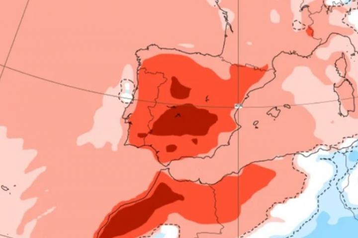 El mapa de anomalía de temperaturas de la AEMET