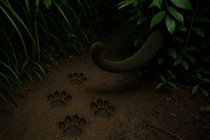 Recreación de las huellas de un jaguarundi