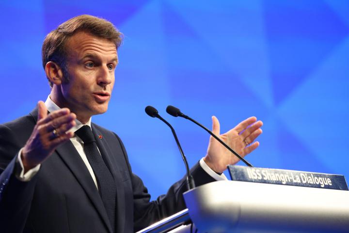 Enmanuel Macron durante el Diálogo Shangri, este viernes en Singapur.