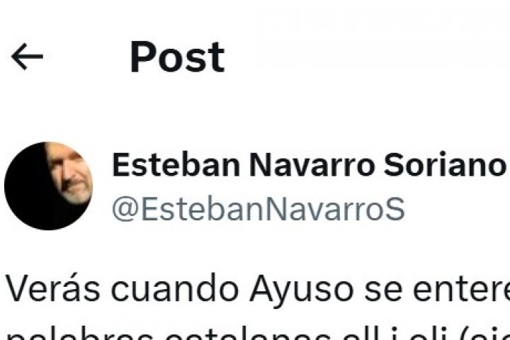 El tuit publicado por Esteban Navarro