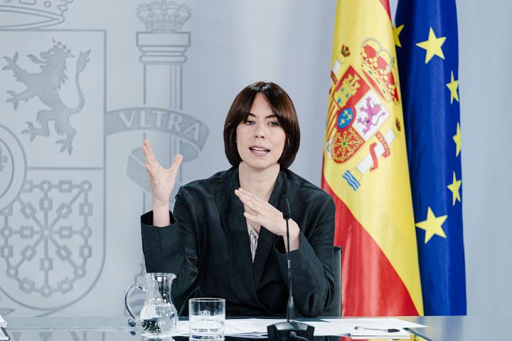 Diana Morant, en una rueda de prensa desde Moncloa