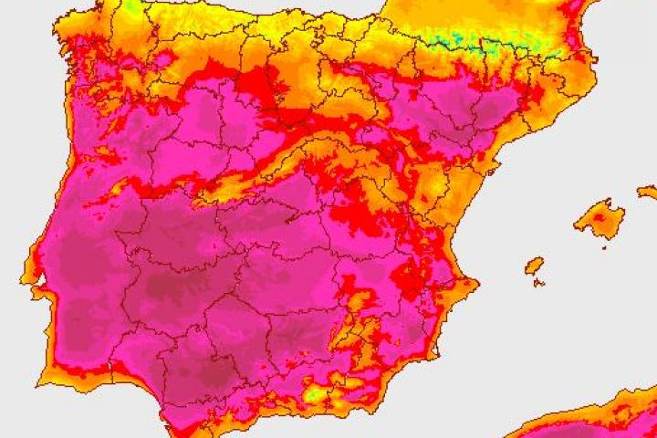 Mapa de la AEMET de temperaturas máximas del martes 17 de junio de 2025
