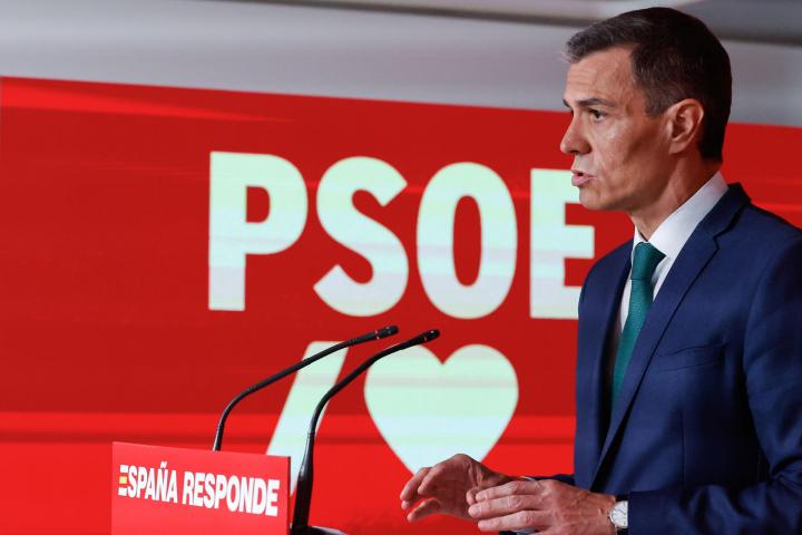 Pedro Sánchez, este lunes en rueda de prensa tras la primera reunión de la Ejecutiva del PSOE después de la salida de Santos Cerdán.