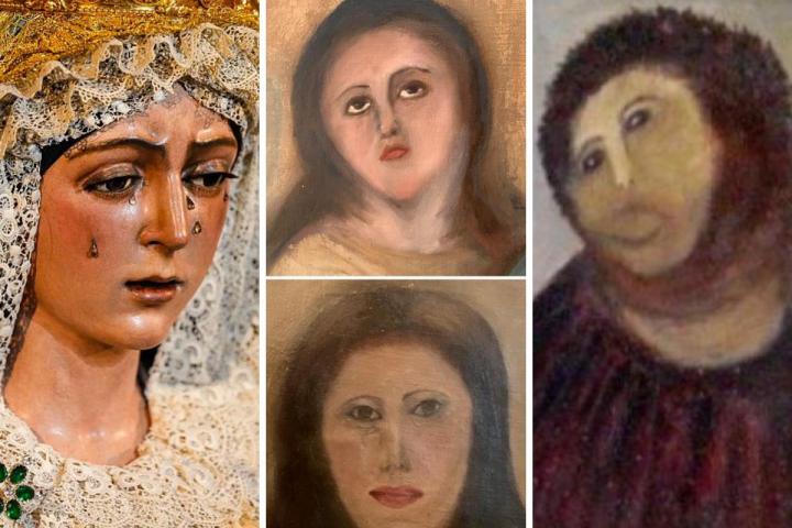 Restauraciones de la virgen de la Macarena, de una copia de 'La inmaculada de El Escorial' de Murillo y el 'Ecce Homo' de Borja.