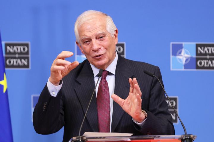 Josep Borrell, en una intervención tras una reunión en la sede de la OTAN en 2023