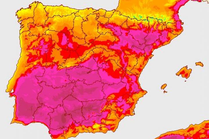 Mapa de temperaturas máximas del viernes 27 de junio de 2025