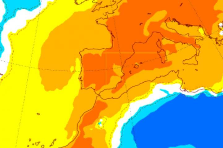 El mapa de anomalías de temperaturas de la AEMET