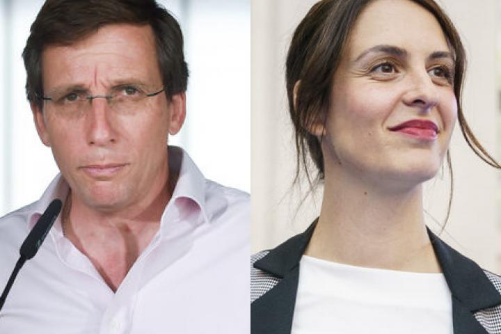 El alcalde de Madrid, el popular José Luis Martínez-Almeida; y la portavoz municipal de Más Madrid y jefa de la oposición local, Rita Maestre; en sendas imágenes de archivo.