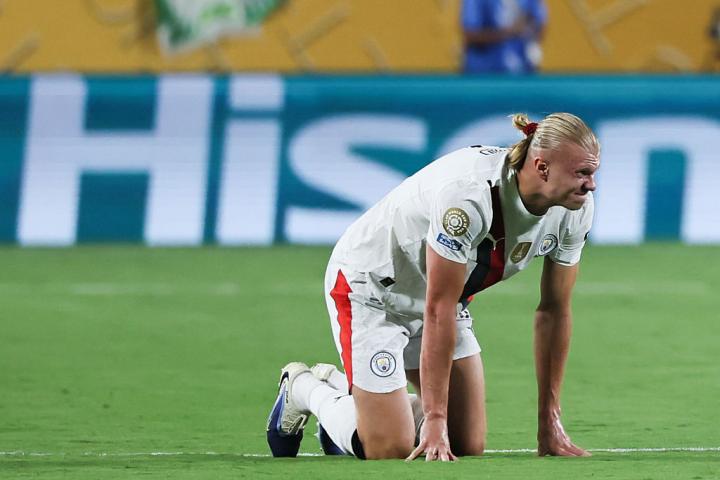Erling Haaland, del Manchester City, lamenta la eliminación en el Mundial de Clubes.