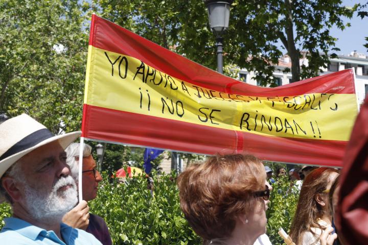 Vista de la concentración en Madrid contra los proyectos legislativos del Gobierno