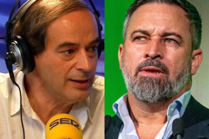 El periodista Isaías Lafuente y el presidente de Vox, Santiago Abascal; en sendas imágenes de archivo.