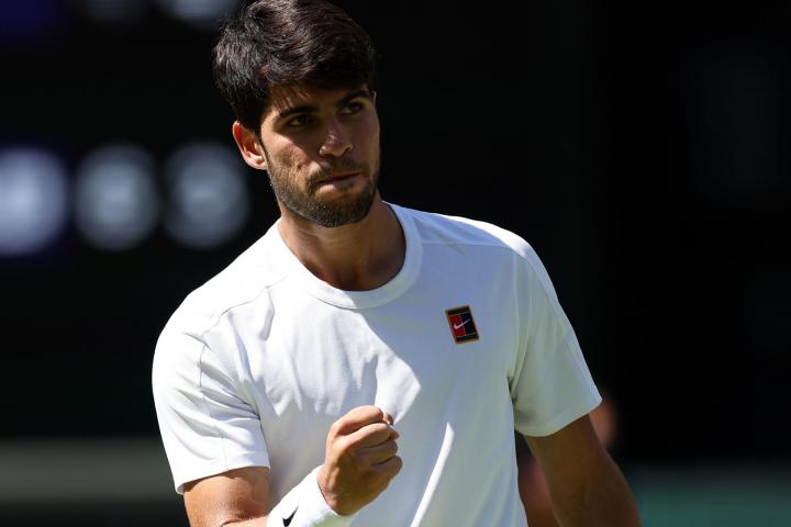 Carlos Alcaraz este viernes en la final de Wimbledon (Londres).