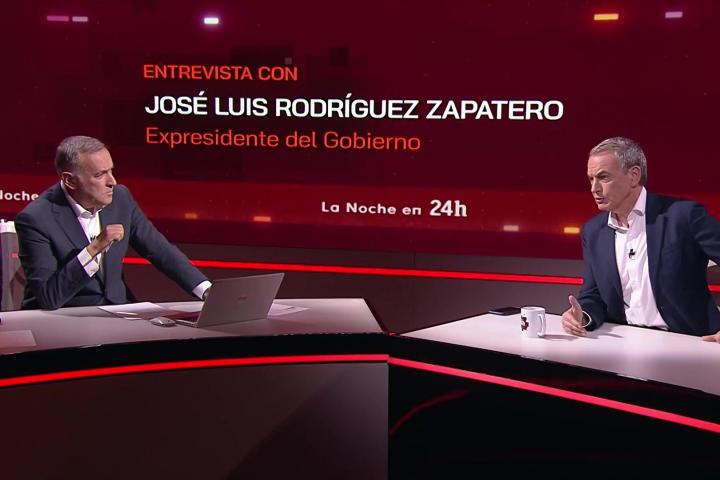 El expresidente José Luis Rodríguez Zapatero, en La Noche en 24 horas.