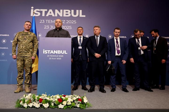 La delegación ucraniana este miércoles en Estambul.