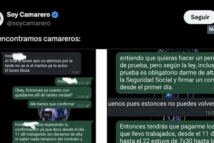 Detalle del tuit publicado en la cuenta 'Soy Camarero'