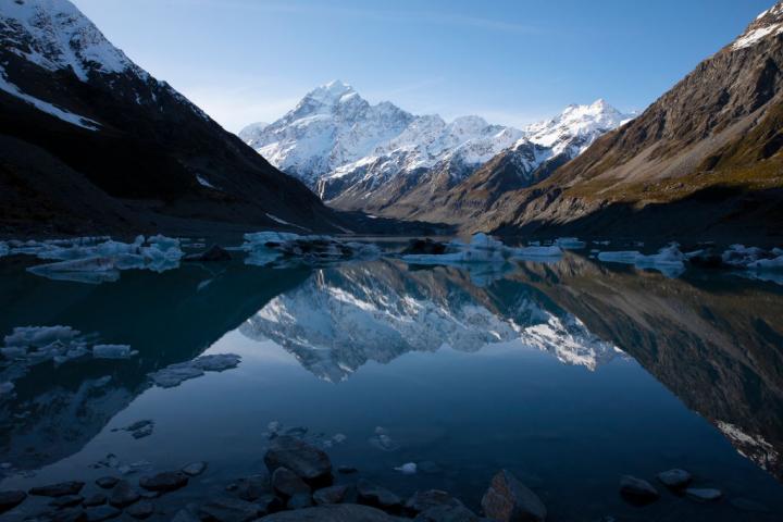 Vista del Mount Cook, en South Island, Nueva Zelanda