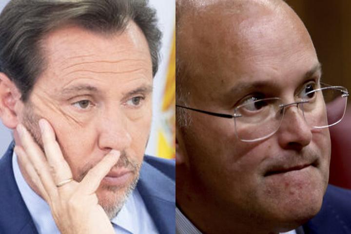 El ministro de Transportes y Movilidad, Óscar Puente, y el secretario general del PP, Miguel Tellado; en sendas imágenes de archivo, respectivamente.