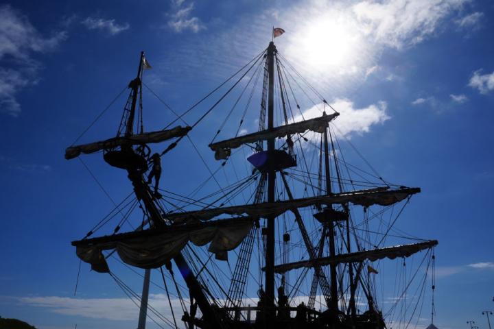 El Galeón Andalucía, atracado en el puerto de Blyth, ciudad del sureste de Inglaterra.