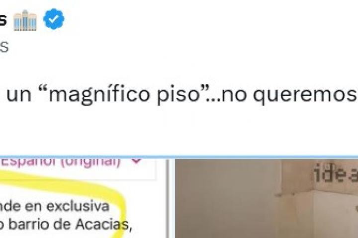 Tuit de @LiosdeVecinos con el anuncio inmobiliario