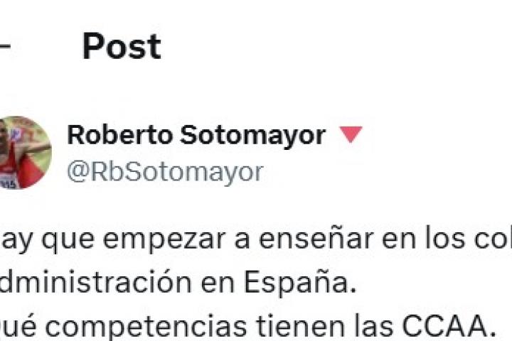 El tuit de Roberto Sotomayor.