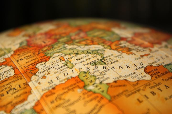 El mar Mediterráneo, en un mapa