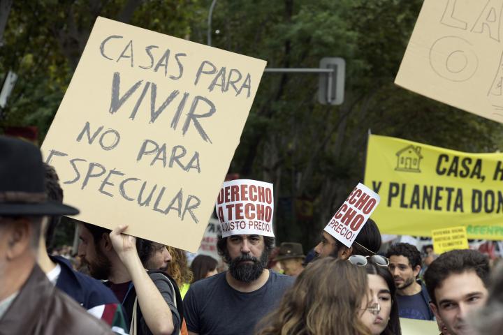 Foto de archivo de una manifestación contra la situación de la vivienda en Madrid.