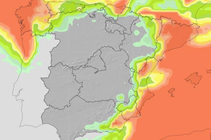Mapa de probabilidad de precipitación ≥ 2 mm del día 9 de septiembre de 2025
