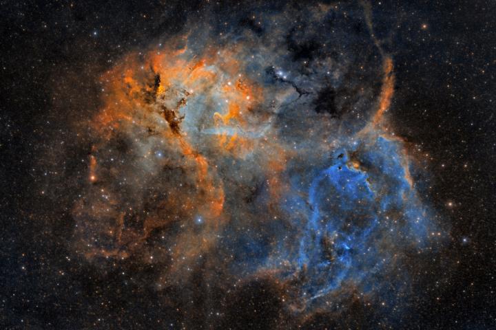 Lion Nebula (Sh2 -132), en una imagen de archivo tomada con un telescopio