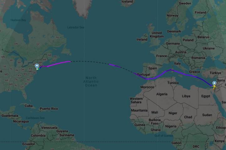La ruta del avión de Benjamin Netayahu hacia EEUU