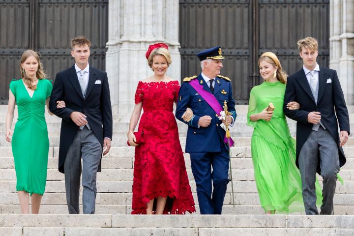 Felipe y Matilde de Bélgica y sus hijos Elisabeth, Gabriel, Emmanuel y Eléonore de Bélgica en el Día Nacional de Bélgica 2025