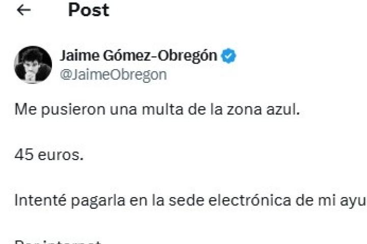 El tuit publicado por el ingeniero informático Jaime Gómez-Obregón