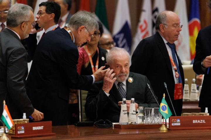 Lula da Silva en una sesión del G-20 en 2023, en Nueva Delhi, en India.