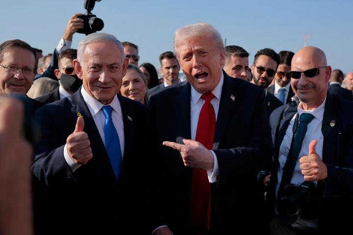 Trump, con Netanyahu a su llegada a Israel ete lunes 13 de octubre