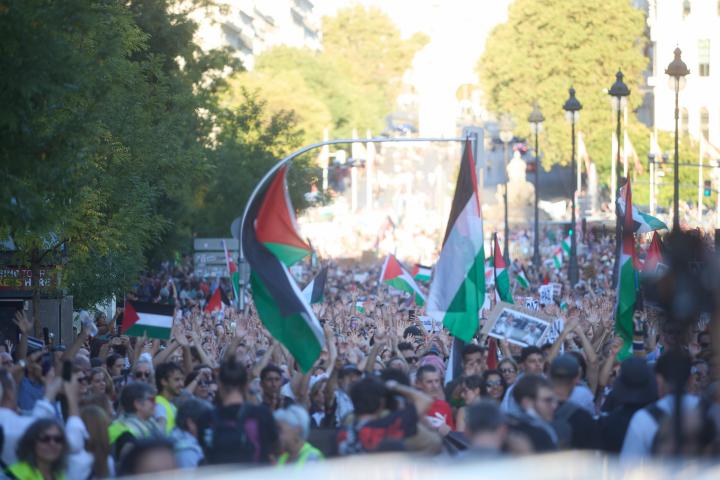 Imagen de archivo de la manifestación contra el genocidio en Gaza y por la causa palestina del 8 de octubre de 2025, en Madrid.