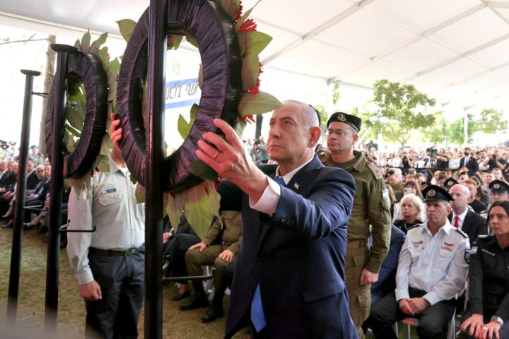Benjamin Netanyahu participa en el homenaje a las víctimas del 7 de octubre