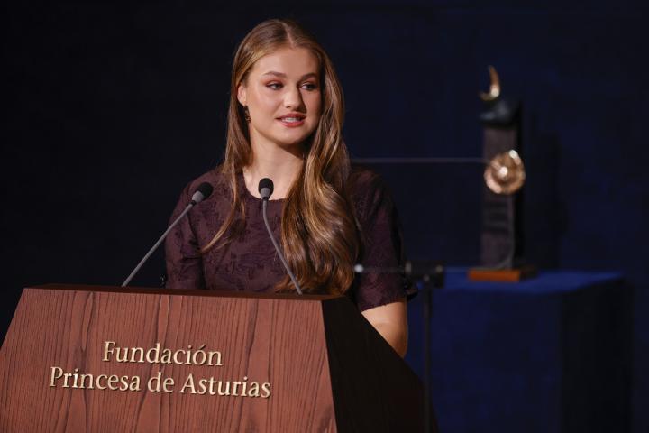 La princesa Leonor durante su discurso en los Premios Princesa de Asturias 2025.