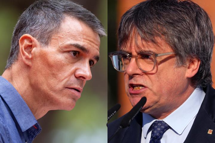 Pedro Sánchez y Carles Puigdemont, en sendas imágenes de archivo.