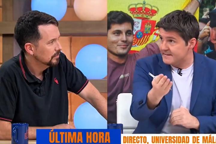 Pablo Iglesias y Jesús Cintora en 'Malas Lenguas'.