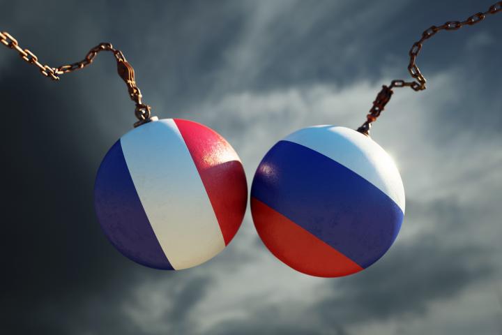 Banderas de Francia y Rusia