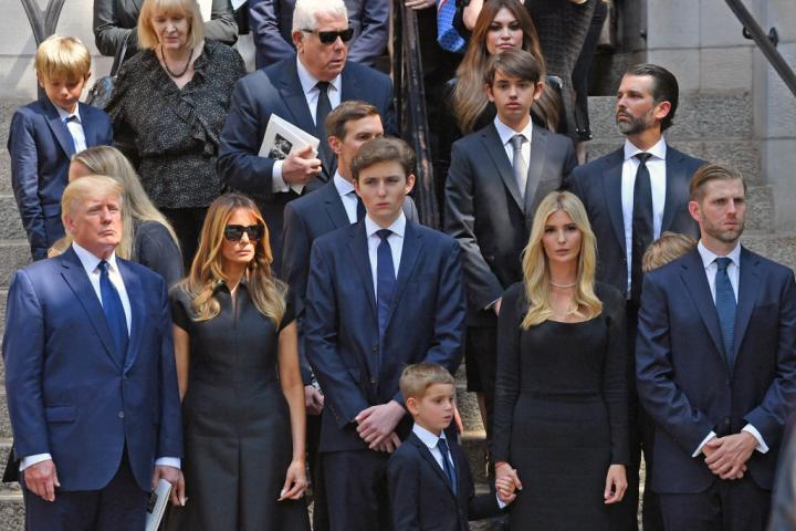 La familia Trump, el 20 de julio de 2022, en el funeral de Ivana Trump en la ciudad de Nueva York.