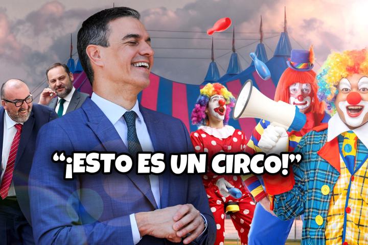 Fotomontaje de Pedro Sánchez en el 'Circo del Senado'.