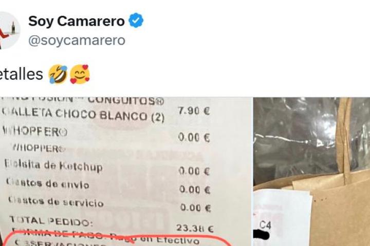 El tuit de Soy Camarero con la observación de un cliente.