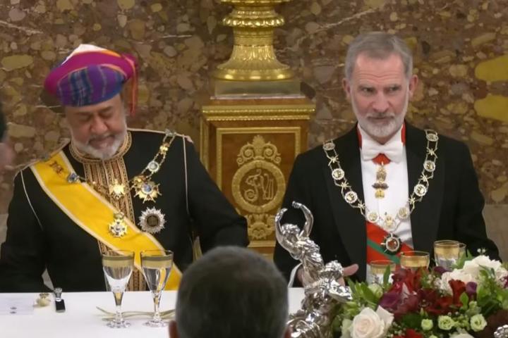 La cena en el Palacio Real de los reyes con el sultán de Omán.
