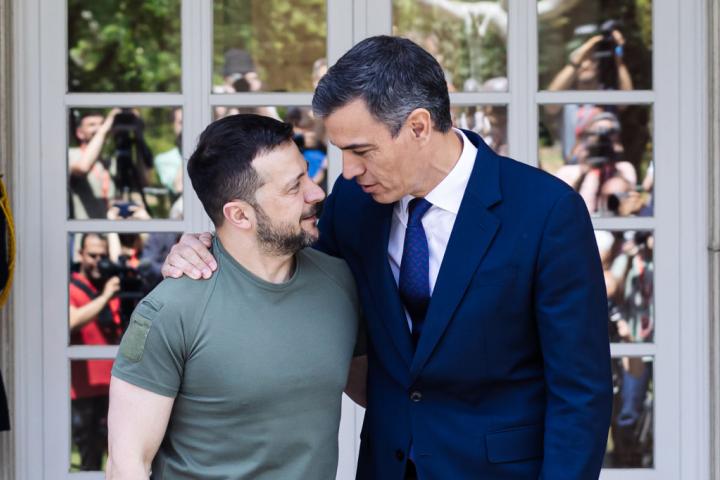 Pedro Sánchez, en una recepción a Volodimir Zelenski el pasado mayo de 2024 en La Moncloa
