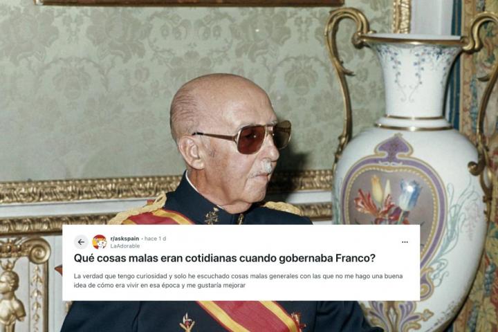 Foto del dictador Francisco Franco con una pregunta debajo: ¿qué cosas malas eran cotidianas cuando gobernaba Franco?