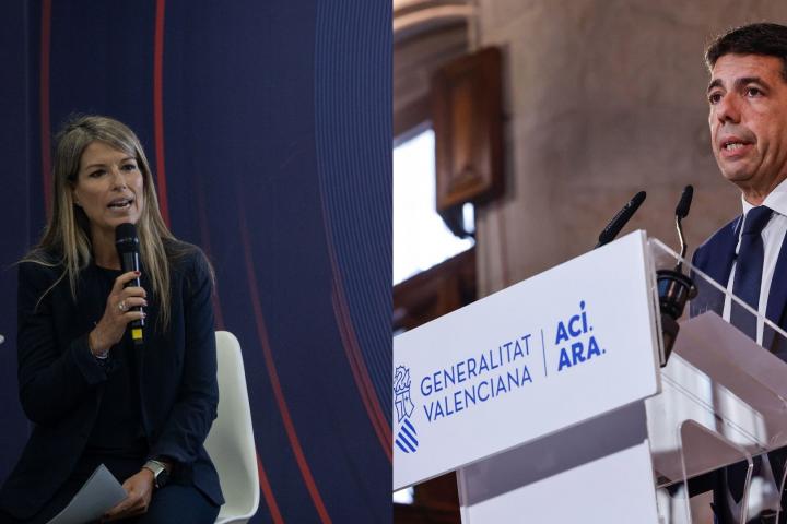 Montaje con una imagen de la periodista Maribel Vilaplana y el expresidente de la Comunidad Valenciana Carlos Mazón.