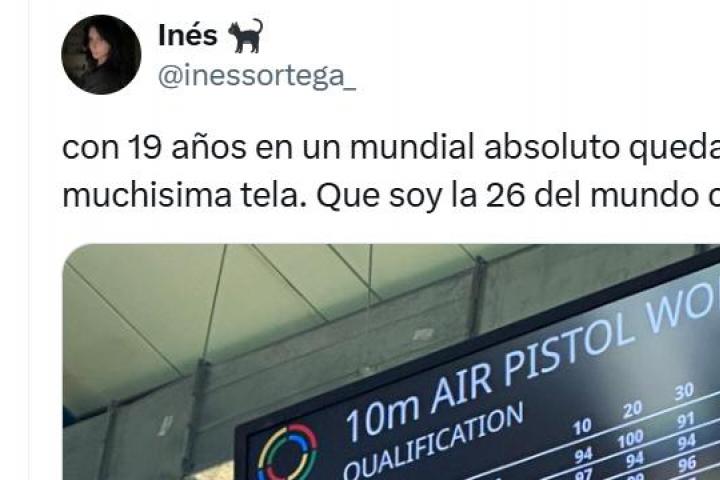 El tuit con el que se ha hecho viral la tiradora Inés Ortega.