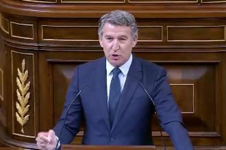 Feijóo interviene en el Congreso de los Diputados.