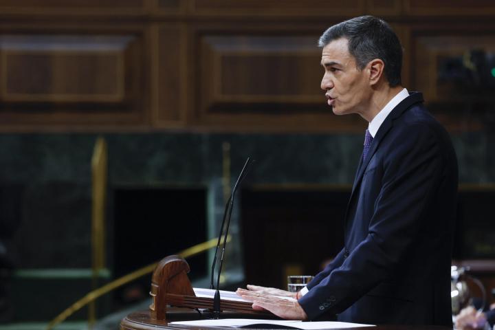 El presidente del Gobierno, Pedro Sánchez, durante su comparecencia este miércoles en el Congreso para informar de las últimas cumbres internacionales