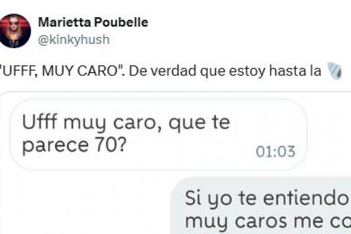 El tuit con la conversación de Wallapop de @kinkyhush.